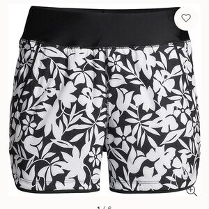 Black and White Athletic Floral Shorts